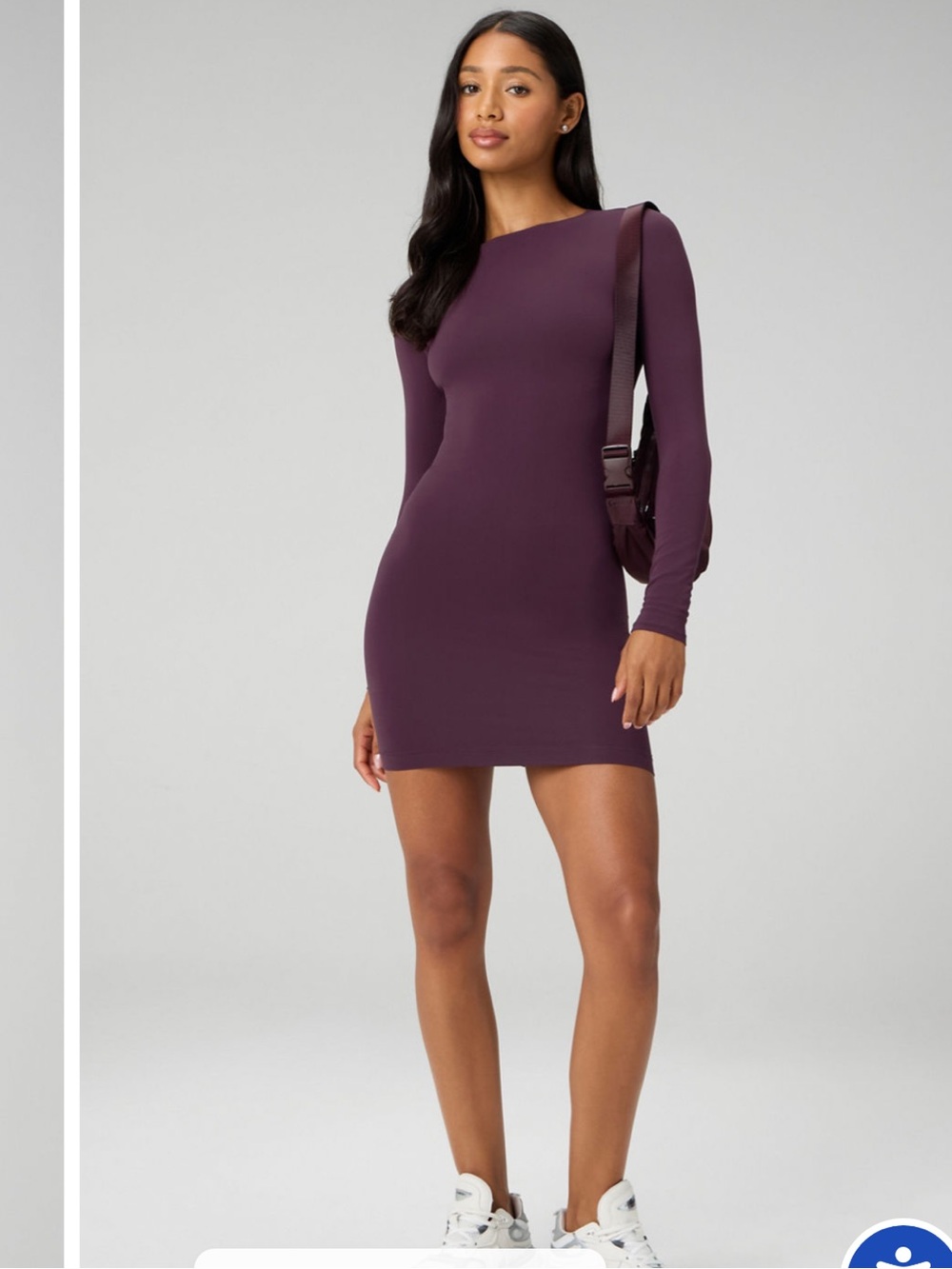 Fabletics Plum Long-Sleeve Mini Bodycon Dress Seamless Oxblood Medium M New